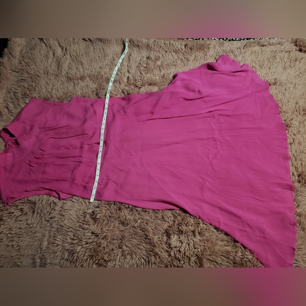 Women's Magenta Pleated Neck Midi Dress - Picture 6 of 11